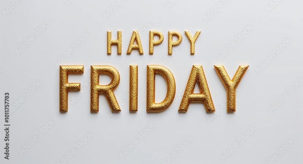 happy Friday word lettering gold hue elegant concept on plain white background happy Friday word lettering gold hue elegant concept on plain white background