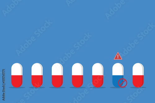 Fake medicine. Pill and tablet, criminal selling illegal drugs. Fake drugs, pharmaceutical. Symbolic for harmful counterfeit pills, risk and danger of illegal produced and sold pharmaceuticals.	