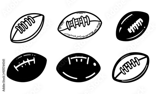American football silhouette, Rugby ball silhouette, Football silhouette, Sports ball silhouette, American football, American football vector
