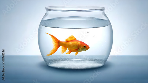 Wallpaper Mural Goldfisch in klarem Glas-Aquarium - KI generiert Torontodigital.ca