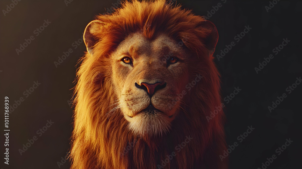 Fototapeta premium Majestic Lion Portrait 3D Illustration