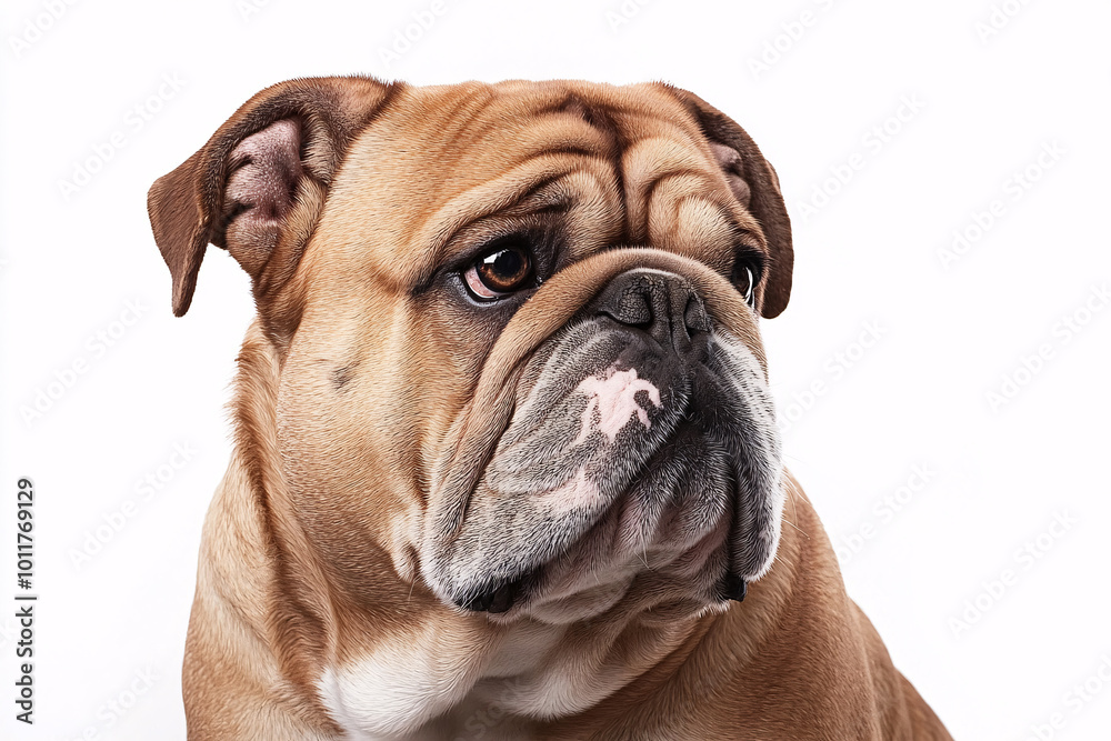 Portrait of cute wrinkled English Bulldog dog on white background Portrait of cute wrinkled English Bulldog dog on white background