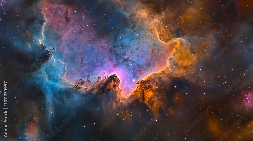 A galaxy nebula is a beautiful cloud of gas and dust in space. It looks like a colorful painting, with swirls of pink and blue.