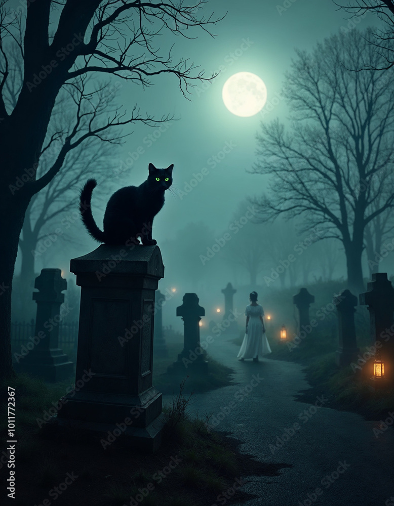 Spooky Halloween Graveyard Scene Spooky Halloween Graveyard Scene