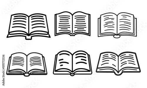 Open book with readable text icon on white background.
