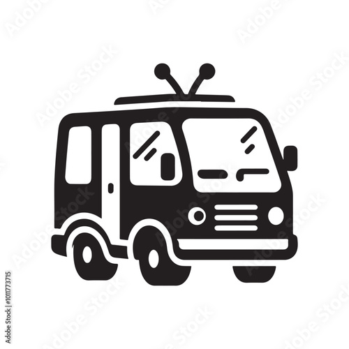 Minibus Silhouette Vector Illustration – Perfect for Transportation Designs