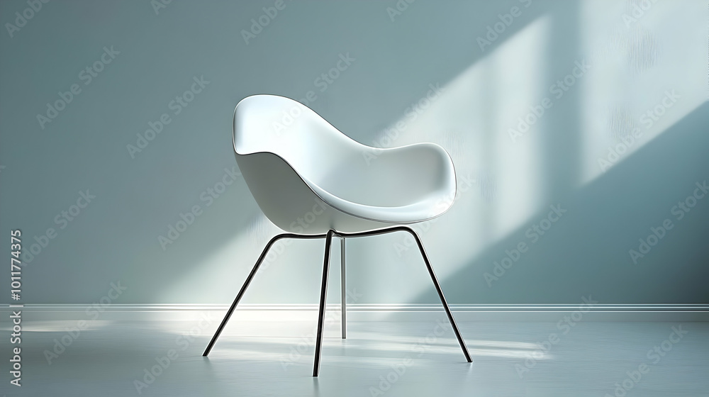 White Chair in Minimalist Interior Design - 3D Illustration White Chair in Minimalist Interior Design - 3D Illustration