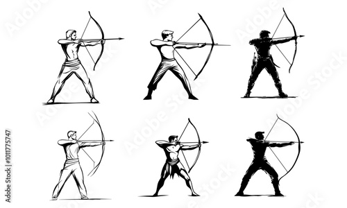 archer set isolated on white, logo, icon
