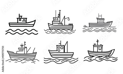 Boat sea black icon outline cargo cruise design.
