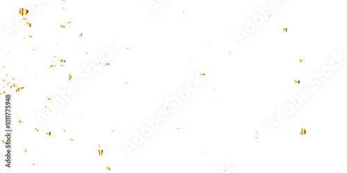 Luxury gold sparkle confetti glitter and zigzag ribbon falling down on transparent background. Vector illustration