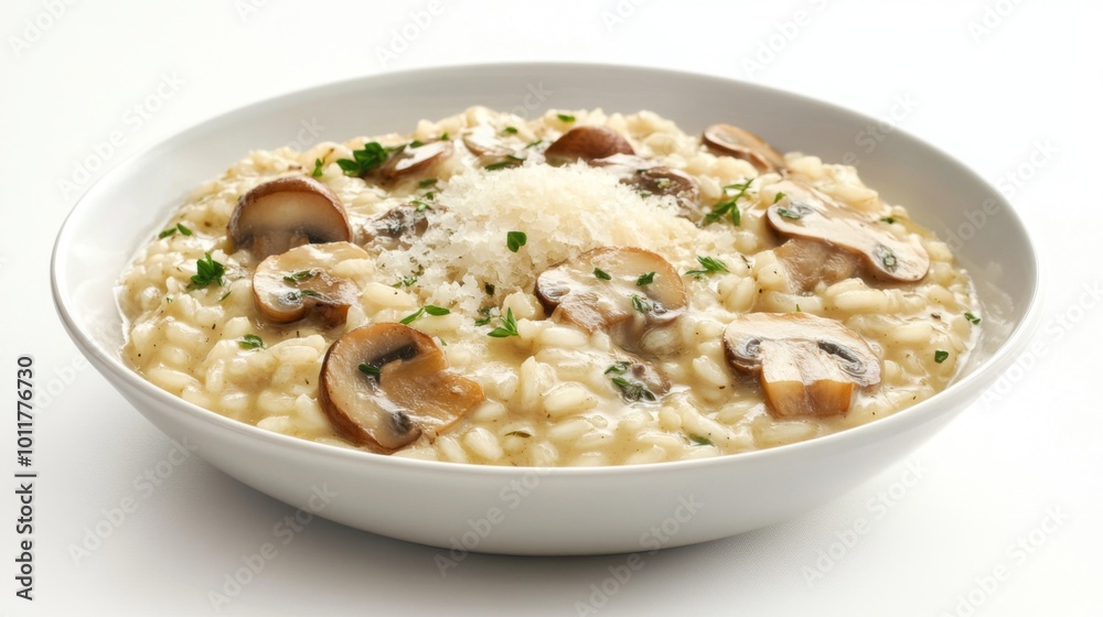 Creamy Mushroom Risotto in White Bowl Creamy Mushroom Risotto in White Bowl