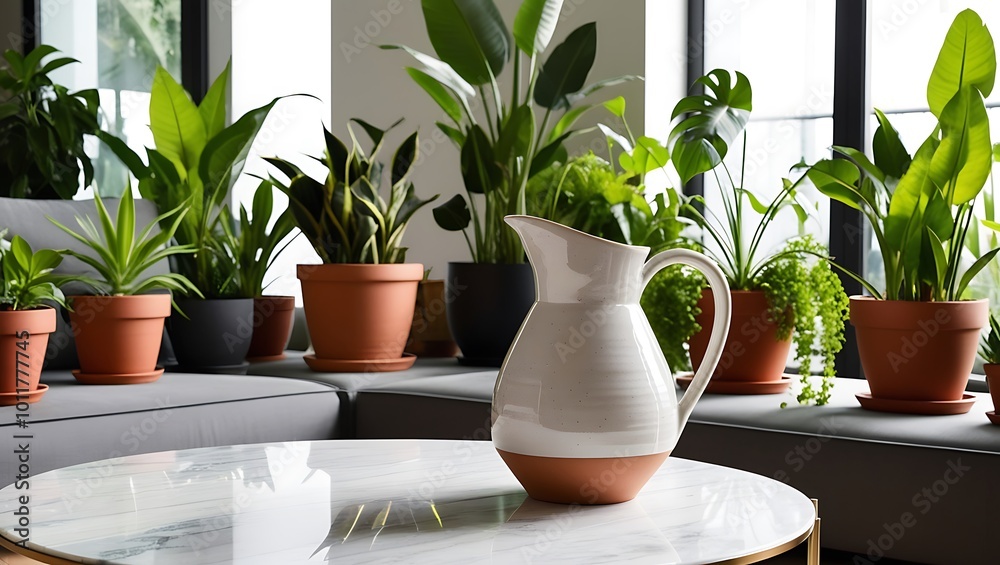This elegant and modern pitcher brings a refreshing touch to any interior space. Crafted from high-quality glass or ceramic, its sleek and minimalist design makes it a perfect fit for contemporary This elegant and modern pitcher brings a refreshing touch to any interior space. Crafted from high-quality glass or ceramic, its sleek and minimalist design makes it a perfect fit for contemporary