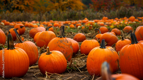 Pumpkin patch in autumn, seasonal harvest