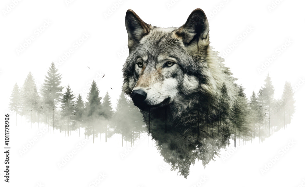 PNG Double exposure photography wolf and forest animal mammal pet. PNG Double exposure photography wolf and forest animal mammal pet.