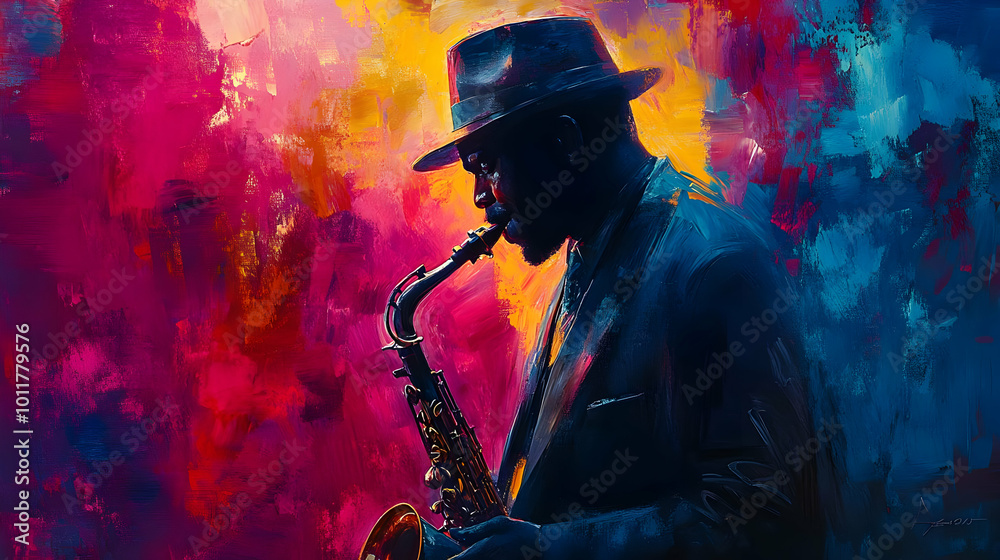Abstract Painting of a Saxophonist Abstract Painting of a Saxophonist