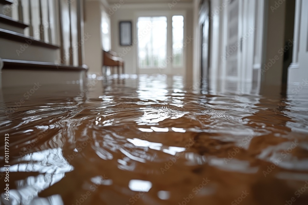 Home Interior Flood Inside. Calling Plumber, Generative AI Home Interior Flood Inside. Calling Plumber, Generative AI