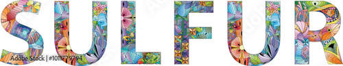 Word SILICON. Selenium is a chemical element. Vector decorative zentangle object for any purpose