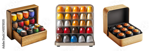Colorful coffee capsule storage box set