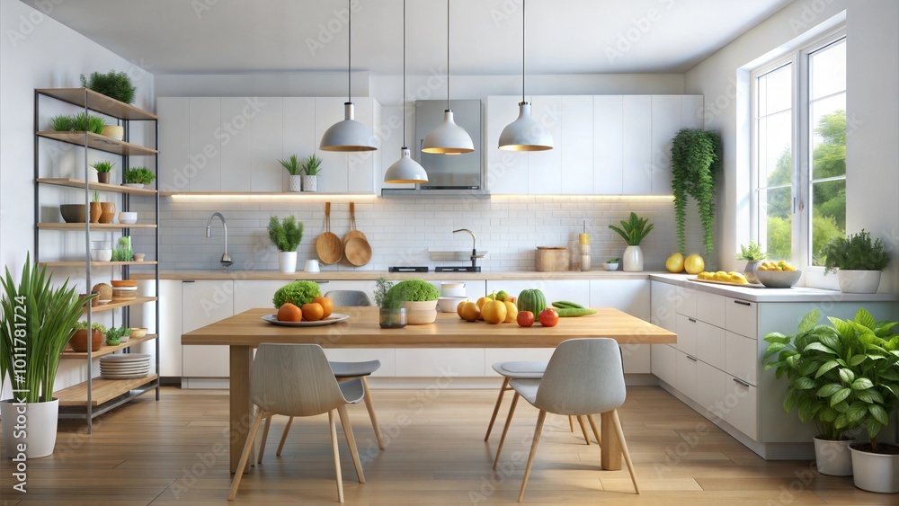 Fototapeta premium Healthy food on table background minimalist kitchen design