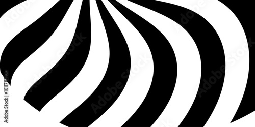 Abstract perspective line stripes in black colour with 3d dimensional effect isolated on white.