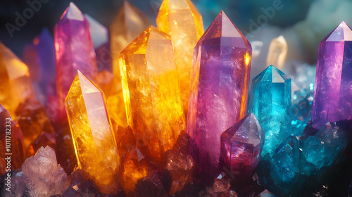 Close-Up View of Colorful Crystals photo