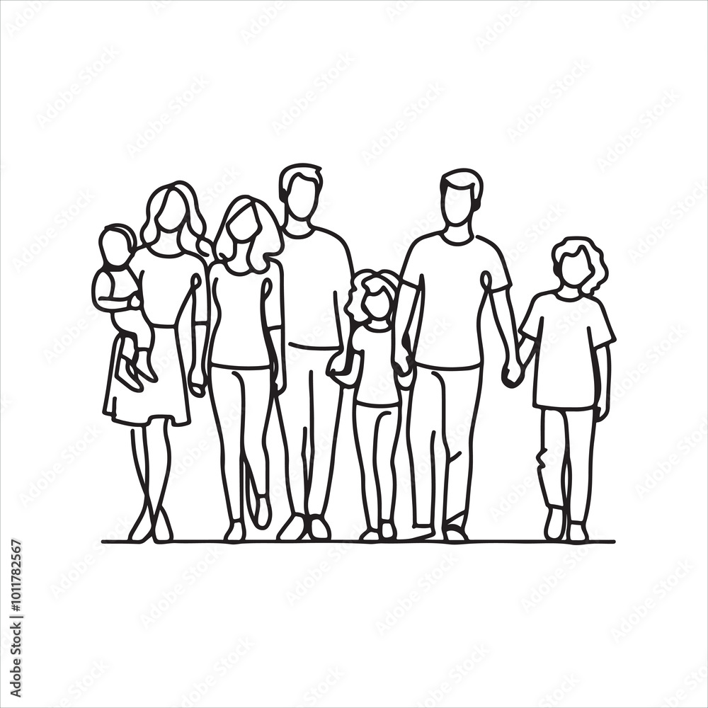 single one line family silhouette on white background
single one line family silhouette on white background