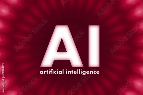 Ai artificial intelligence on red bokeh background