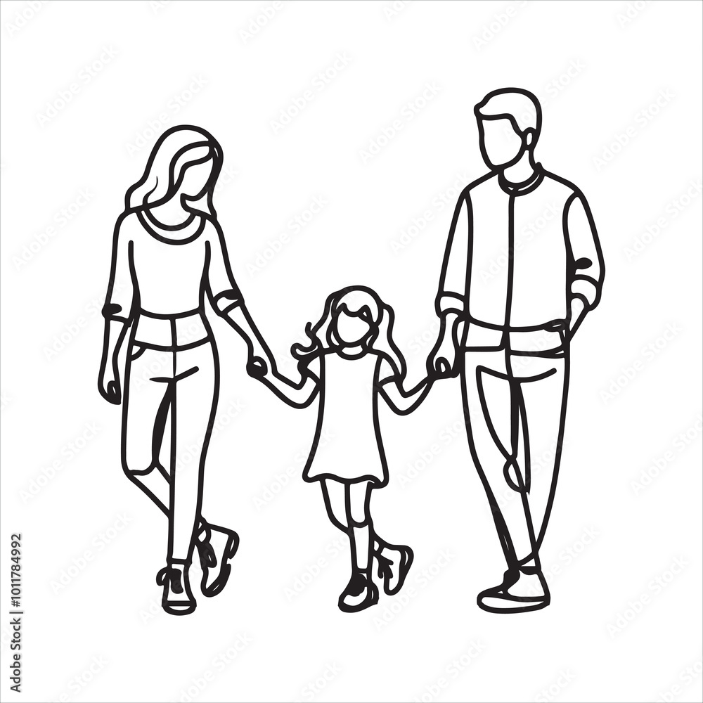 single one line family silhouette on white background
single one line family silhouette on white background
