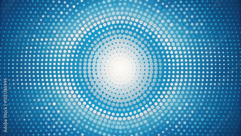 Blue dotted pattern creating a hypnotic circular effect. Blue dotted pattern creating a hypnotic circular effect.