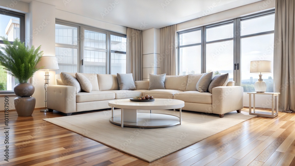 Fototapeta premium living room background large center table foreground