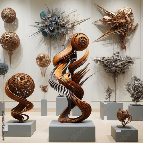 AI generate abstract sculpture display exhibition
 photo