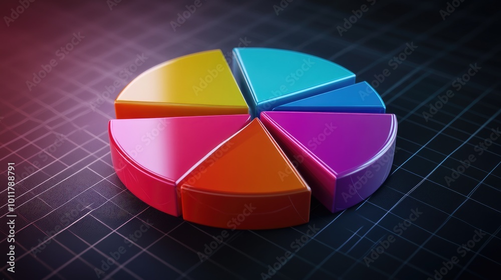 Fototapeta premium Colorful Pie Chart on a Dark Background