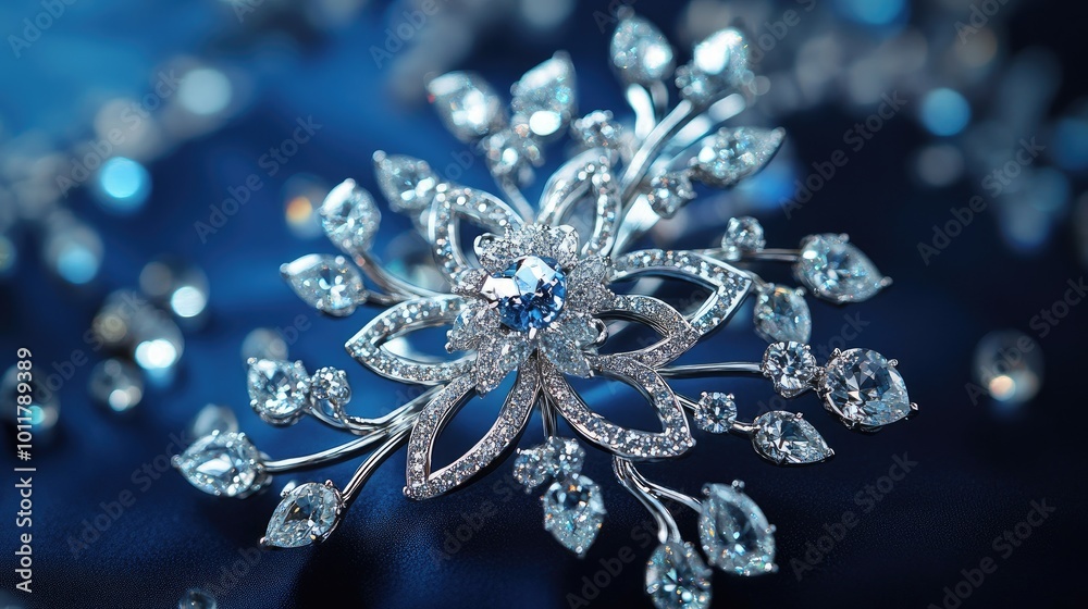 Elegant Snowflake Motif in Silver and Blue Jewelry Elegant Snowflake Motif in Silver and Blue Jewelry