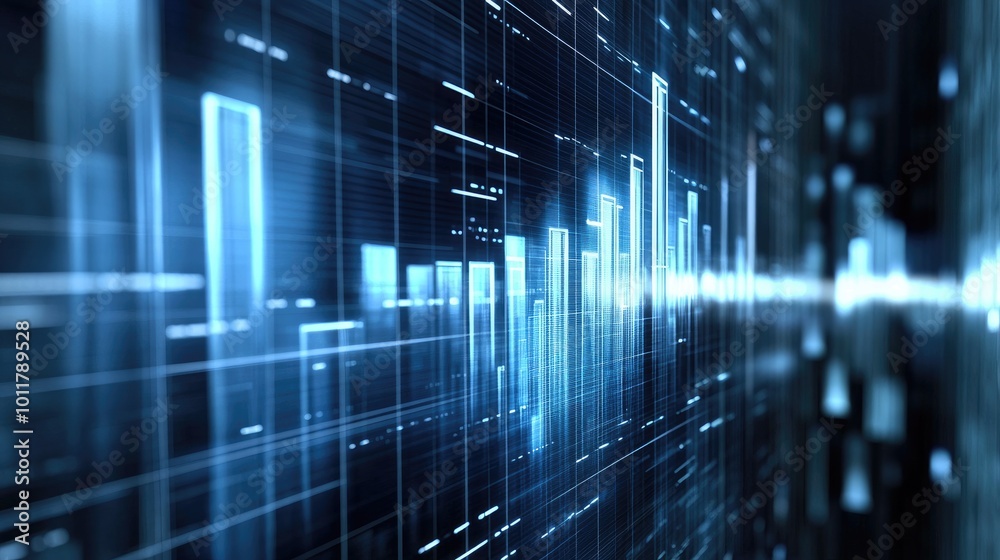 Digital Data Visualization with Blue Light Effects Digital Data Visualization with Blue Light Effects
