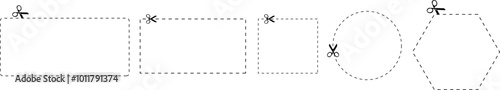 Cut here symbols, scissors with cut lines. Scissors cut dotted line. vector png eps10