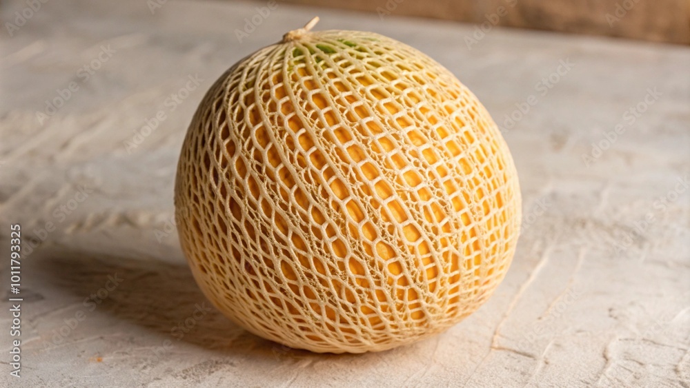 A whole ripe cantaloupe melon on a rustic background. A whole ripe cantaloupe melon on a rustic background.