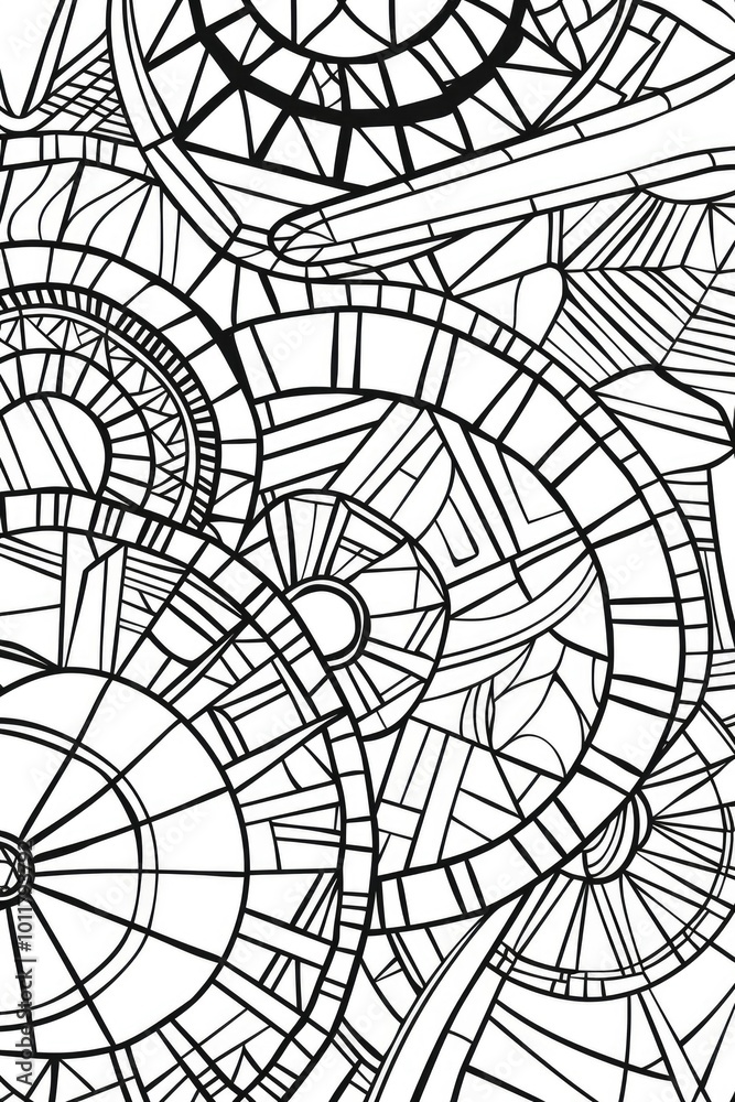 Obraz premium Coloring book illustration of an abstract geometric pattern Decorative mosaic design for creative expression and relaxation