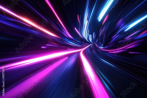 Vibrant light trails create a dynamic, futuristic background, perfect for showcasing energy and innovation in digital art. photo