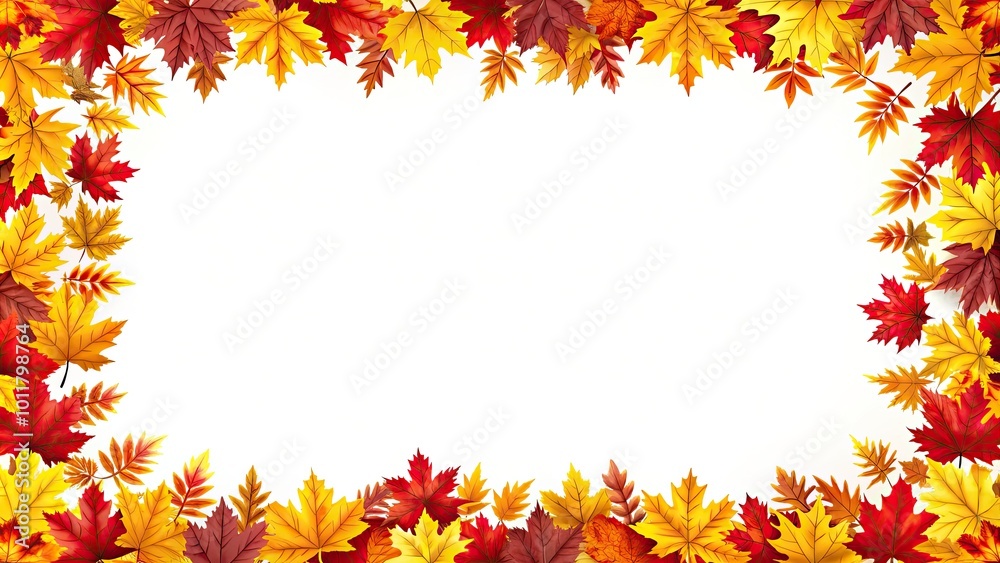 Autumn leaves frame a soft white background. Autumn leaves frame a soft white background.