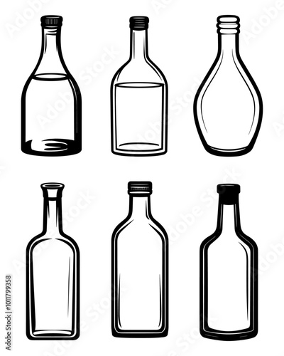 Set Beer bootles logo vector illustration. Emblem design for bar, club and grill. Octoberfest
