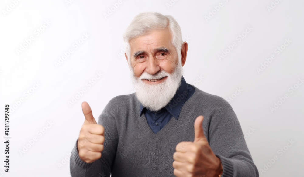 Senior man flashes thumbs up Senior man flashes thumbs up