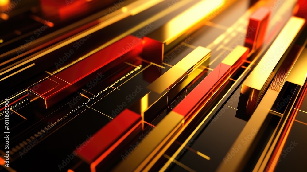 Dynamic Abstract Lines in Gold and Red Dynamic Abstract Lines in Gold and Red
