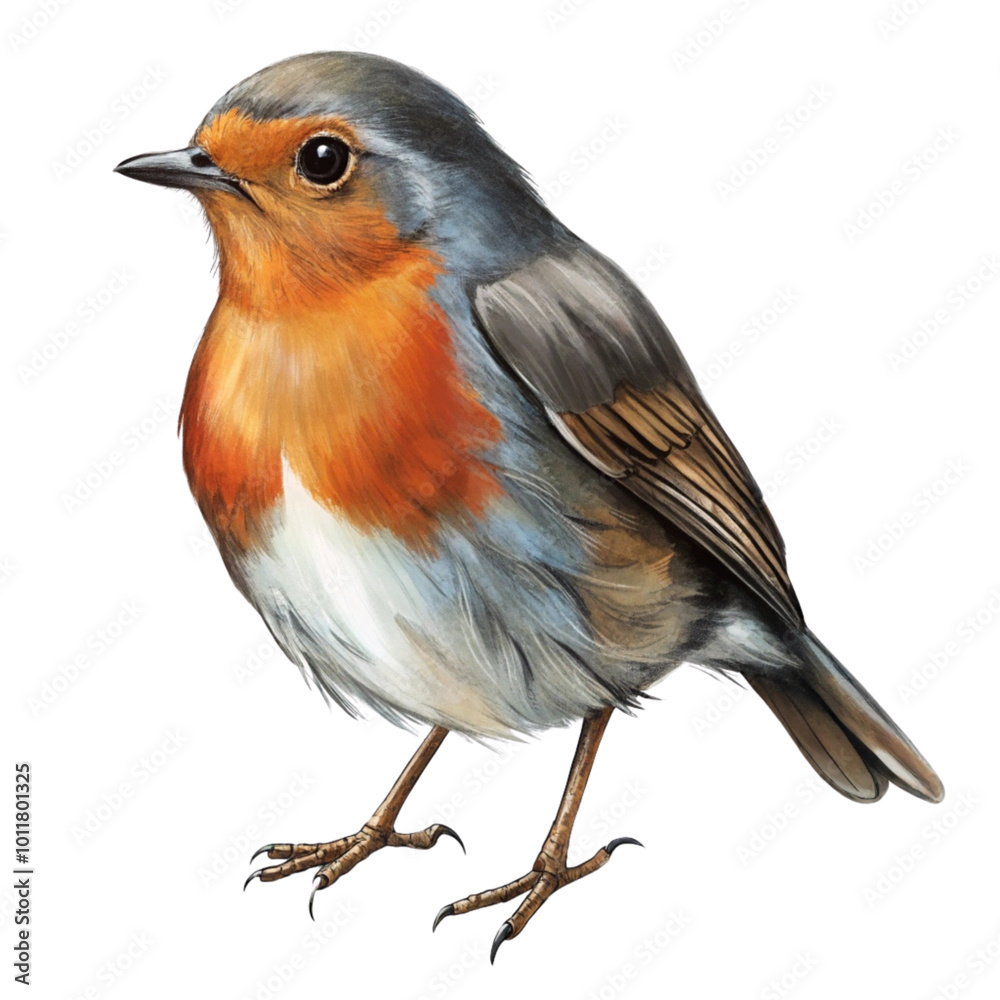 Fototapeta premium Red-breasted robin bird perched on a transparent background showcasing its vibrant colors and seasonal nature in wildlife.