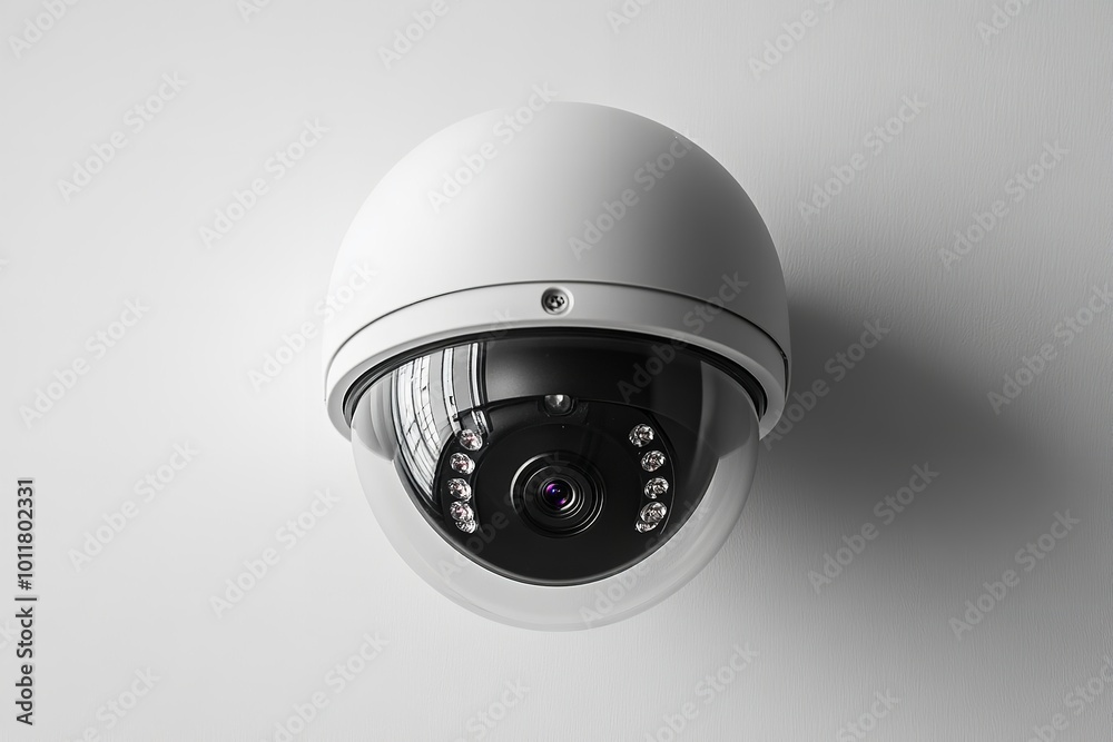Surveillance camera against a white backdrop. Generative Ai