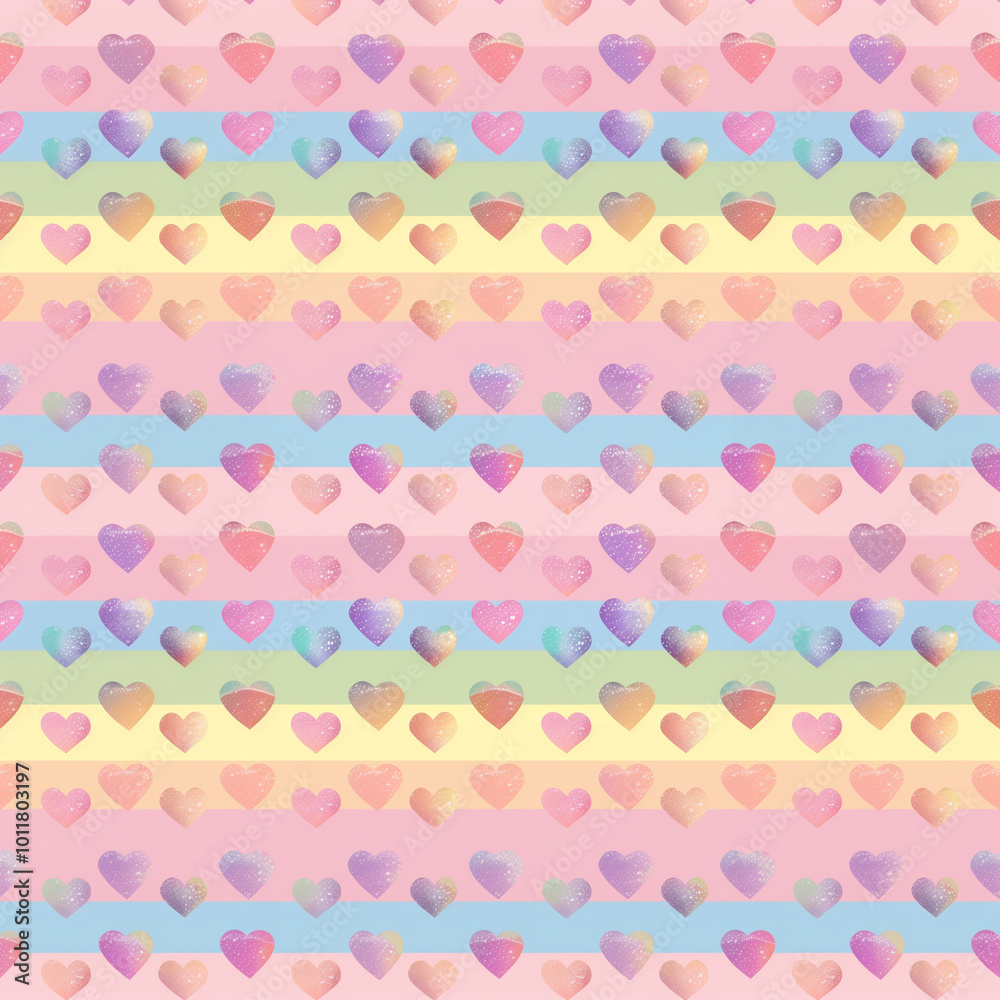 A colorful background with many hearts scattered throughout A colorful background with many hearts scattered throughout
