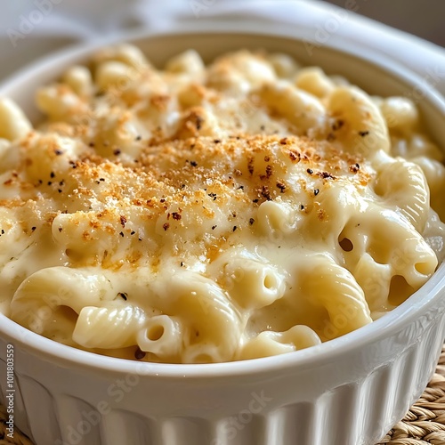 Classic mac and cheese baked to creamy perfection