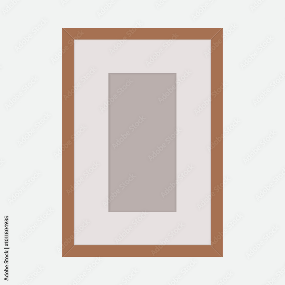 Brown wood frame on white background. Picture frame. Vector illustration Brown wood frame on white background. Picture frame. Vector illustration