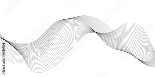 Curve wave seamless pattern of geometric lines, Abstract black and white background with wave lines, Digital future technology concept geometric patterns of lines.