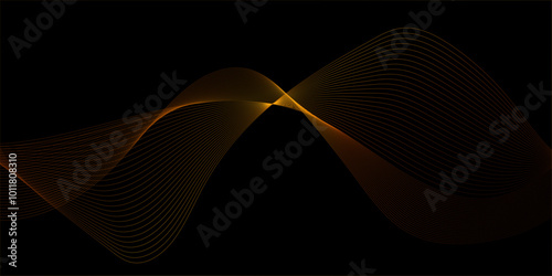 Futuristic waves curved neon light effect geometric patterns, geometric abstract smooth wave lines element speed sound energy wave lines on black background, Dark premium background design with lines.