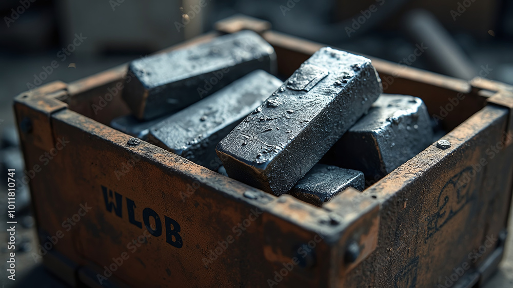 iron ingots in a box iron ingots in a box